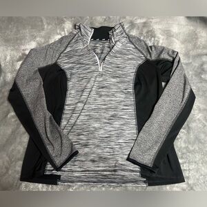 Avia Black and Heather Gray Striped Quarter-Zip Pullover